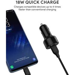 Fast Car Charger, AUKEY 36W Dual Port Quick Charge 3.0 USB Cell Phone Car Adapter for iPhone 12 Pro Max/11 Pro Max/XS/XR, Samsung Note10+ / S10, Google Pixel 4 XL, iPad, AirPods Pro, and More
