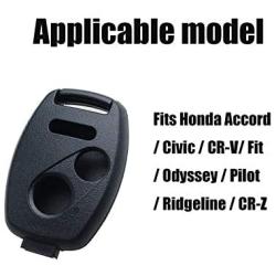 3 Button Replacement Key Fob Case Keyless Entry Fits Honda Accord/Civic/CR-V/Fit/Odyssey/Pilot/Ridgeline/CR-Z Remote Control Key Shell Casing