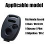 3 Button Replacement Key Fob Case Keyless Entry Fits Honda Accord/Civic/CR-V/Fit/Odyssey/Pilot/Ridgeline/CR-Z Remote Control Key Shell Casing