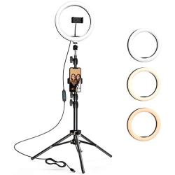 10.2 inch Selfie Ring Light with Tripod Stand & 2 Phone Holders, LETSCOM Dimmable Led Beauty Camera Ringlight for Makeup/Photography/YouTube Videos/Vlog/TIK Tok/Live, Compatible with iPhone & Android