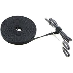 Saisn Reusable Fastening Tape Cable Ties 3/4 Inch Double Side Hook Roll (5 Yard, Black Upgraded Version)
