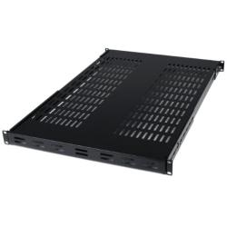 StarTech.com 1U Adjustable Vented Server Rack Mount Shelf - 175lbs - 19.5 to 38in Deep Universal Tray for 19'' AV/ Network Equipment Rack (ADJSHELF) , Black