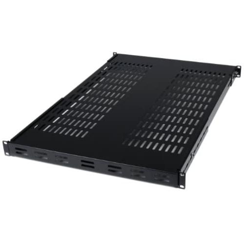 StarTech.com 1U Adjustable Vented Server Rack Mount Shelf - 175lbs - 19.5 to 38in Deep Universal Tray for 19'' AV/ Network Equipment Rack (ADJSHELF) , Black