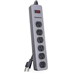 CyberPower CSB606M Essential Surge Protector, 900J/125V, 6 Outlets, Metal Casing, 6ft Power Cord Gray