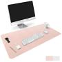 HOMECAS Desk Pad,Office Desk Mat Blotter,31.5'' x 15.7'' Upgraded PU Leather Desk Protector Cover Large Mouse Pad, Waterproof Writing Mat for Office/Home/Computer,Dual Use (Pink & Silver)