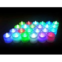 24 Pack Flameless Tealight Candles - 7 Color Changing Battery Operated Led Tea Lights – Electronic Fake Candles – Decorations for Wedding, Party, Christmas, Halloween