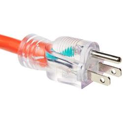 Amazon Basics Outdoor Extension Cord with Lighted 3 Outlets, Orange, 50 Foot