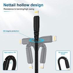 3Pack iPhone Charger Cable 1Ft, CABEPOW 1 Foot Short Lightning to USB-A 2.4A Fast Charging Cord with 1 Feet Premium Nylon Braid Wire for iPhone 11/11Pro/X/XS/XR/XS Max/8/7/6/5S/SE/SE 2020 - Black