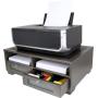 Victor Midnight Black Collection S1130 Wood Printer Stand with Two Drawers and Two Storage Slots, No Assembly Required, Classic Silver
