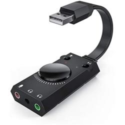 USB Sound Card, TechRise USB External Stereo Sound Adapter Splitter Converter with Volume Control for Windows and Mac, Plug & Play, No Drivers Needed