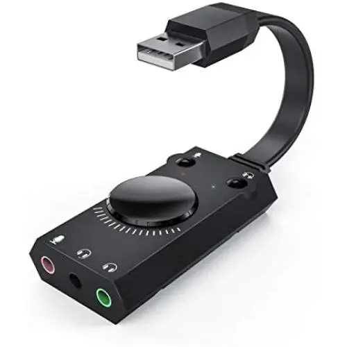 USB Sound Card, TechRise USB External Stereo Sound Adapter Splitter Converter with Volume Control for Windows and Mac, Plug & Play, No Drivers Needed