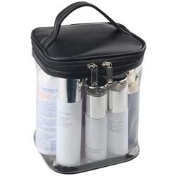 Premium Clear Makeup Bag with Inner Pocket, Transparent Cosmetic Pouch for Travel or Everyday Use, Waterproof Beach Bag for Sunscreen Skincare (Black)