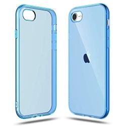 Shamos Transparent Shock Absorption TPU Rubber Gel Case (Deep Blue) Compatible with iPhone SE 2020 (2nd Generation) iPhone 7 and iPhone 8