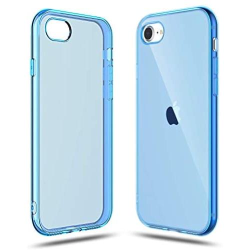 Shamos Transparent Shock Absorption TPU Rubber Gel Case (Deep Blue) Compatible with iPhone SE 2020 (2nd Generation) iPhone 7 and iPhone 8