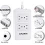 Surge Protector Power Strip with USB,4 Spaced Outlets Extension Board &4 Ports USB Charger(2.4Ax4), 6 ft Long Extension Cord, 1700J, 2500W, 100-240V, White for Home/Office/School by AICODE