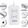 Surge Protector Power Strip with USB,4 Spaced Outlets Extension Board &4 Ports USB Charger(2.4Ax4), 6 ft Long Extension Cord, 1700J, 2500W, 100-240V, White for Home/Office/School by AICODE
