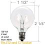 Moonflor Clear Globe G40 Replacement Bulbs, E12 Screw Base Light Bulbs, 1.5-Inch, Pack of 25