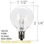 Moonflor Clear Globe G40 Replacement Bulbs, E12 Screw Base Light Bulbs, 1.5-Inch, Pack of 25