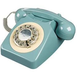 Rotary Design Retro Landline Phone for Home, French Blue