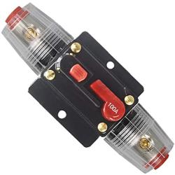 WOHHOM 100A/150A Audio Circuit Breaker Auto Car Stereo Inline Fuse Holders Inverter, Manual Reset 12V-24V DC for Automotive Marine Boat Audio System Protection (100A)