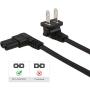 CableCreation 10 Feet 18 AWG Angled 2-Slot Non-Polarized Angle Power Cord (IEC320 C7 to Nema 1-15P), 3M / Black