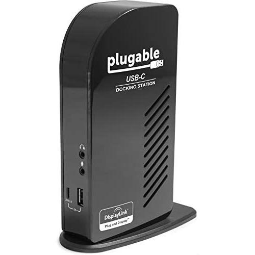 Plugable USB-C Triple Display Docking Station with Charging Support Power Delivery for Specific Windows USB Type-C and Thunderbolt 3 Systems (2X HDMI and 1x DVI Outputs, 5X USB Ports, 60W USB PD)