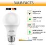 Oires 60W Equivalent LED Light Bulb 800 Lumens A19 Shape 5000K Daylight Non-Dimmable UL Listed 9 Watt E26 Base Suitable for use in Enclosed Fixtures & Damp Locations (6 Pack)