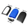 TANGSEN Smart Key Fob Case for DODGE RAM JEEP CHEROKEE 3 4 5 Button Keyless Entry Remote Personalized Protective Cover Plastic Carbon Fiber Pattern Blue Silicone