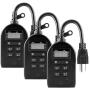 myTouchSmart Indoor Plug, 3 Pack, One Grounded Outlet, Two Easy-to-Set Custom Daily On/Off Times, Weather Resistant, Ideal for Small Pumps and Seasonal Lighting, 44793 Outdoor Digital Timer, 1 Black