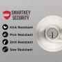 Tustin Keyed Entry Lever with Microban Antimicrobial Protection featuring SmartKey Security in Satin Nickel