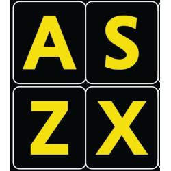 English US Large Letters Black - Yellow Letters Keyboard Stickers