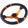 Bewinner 2 Color 350mm/14in Racing Steering Wheel, Universal Aluminum Frame Leather Car Steering Wheel with a Standard 6-Bolt Racing hub Adapter(Orange)