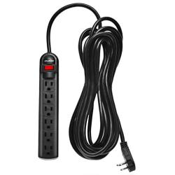 Digital Energy 6-Outlet Surge Protector Power Strip with 8 Foot Long Extension Cord, Black, Flat Plug, ETL Listed/UL Standard