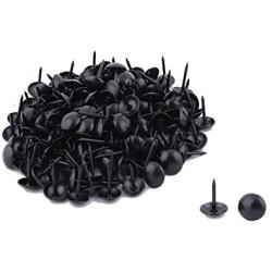 Antrader Thumb Tacks 200pcs Household Decorative Metal Round Head Upholstery Tack Nail 9 x 13mm Black