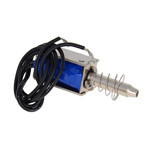 Fielect DC 12V 5N Push Pull Type Solenoid Electromagnet, 0.3A 3.6W 10mm Stroke, Open Frame Type Solenoid Electromagnet, Linear Motion JF-0730