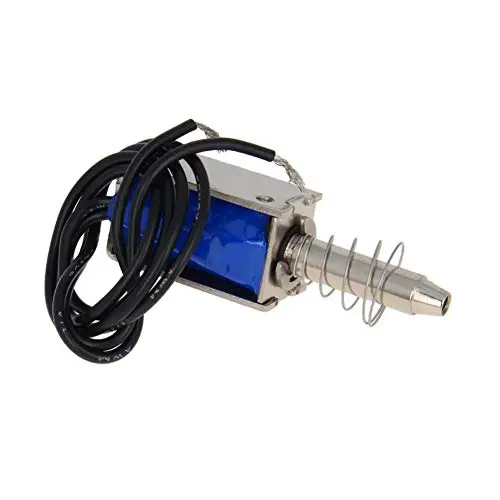 Fielect DC 12V 5N Push Pull Type Solenoid Electromagnet, 0.3A 3.6W 10mm Stroke, Open Frame Type Solenoid Electromagnet, Linear Motion JF-0730