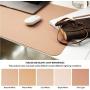Bedsure Genuine Leather Desk Pad, Office Desk Mat Blotter on top of desks, Large Computer Desk Mat, Waterproof Non Slip Pink Beige Desk Pad Protector for Office and Home (Bronze, 15.7x31.5 inches)