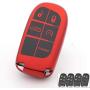 Royalfox 3 4 5 Buttons TPU Smart Remote Key Fob case Full Cover for Chrysler 300 200 Dodge Charger Challenger Dart Durango Journey,Jeep Grand Cherokee Renegade Fiat Freemont (red)