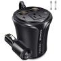 SUPERONE 150W Car Power Inverter DC 12V to 110V AC Car Converter, Dual USB Car Charger and 2 Socket Adapter