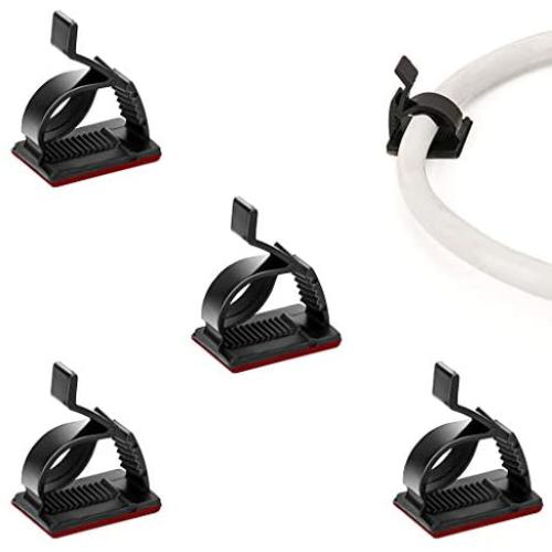 100 Pcs Self Adhesive Cable Management Clips, SOULWIT Adjustable Cable Organizers Sticky Wire Clips Cord Holder for TV PC Laptop Ethernet Cable Desktop Home Office (Black,Medium)