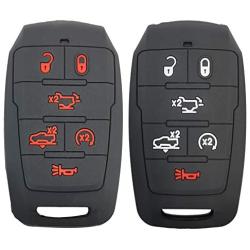 2Pcs Coolbestda Compatible with 2020 2021 Dodge Ram 1500 Laramie Longhorn 6buttons Smart Key Fob Silicone Cover Glove Keyless Entry Holder Sleeve