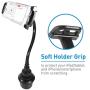 Macally 2 in 1 Phone & Tablet Car Mount for Cup Holder - Flexible 12” Gooseneck and 360° Rotating Base - Phone, Tablet, & iPad Holder for Car - Fits Devices up to 8” Wide