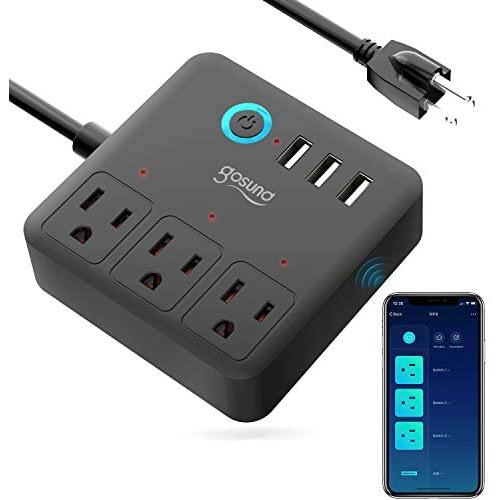 Gosund Smart Power Strip Work with Alexa Google Home, Smart Plug Mini WiFi Outlets Surge Protector with 3 USB 3 Charging Port for Cruise Ship Travel Multi Plug Extender,10A