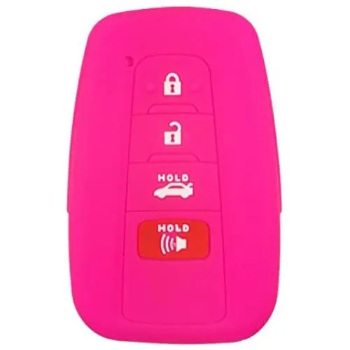 Coolbestda Rubber 4 Buttons Smart Key Fob Cover Case Protector Keyless Jacket Holder for 2018 Toyota Camry C-HR Prius HYQ14FBC Rose