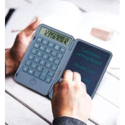 LLY-Young Rechargeable Calculator Notepad Basic Calculator with 6.5 Inch Erasable LCD Writing Tablet for Daily Basic Office (Grey)