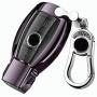 K LAKEY Car Key Fob Cover,Fit for Mercedes Benz C E S M CLS CLK G Class Key Fob,Smart Car Key Soft TPU Case Protector Key Fob with Alloy Keychain Silver (Black, A)