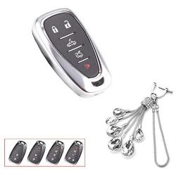 ROYALFOX(TM Soft Smart Remote Key 2 3 4 5 6 Buttons Case Cover Fob for 2016 2017 2018 Chevrolet Malibu Camaro Cruze Traverse Spark Sonic Volt Bolt (Silver Bling)
