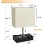 Bedside Lamp with USB Port and Outlet,Simba&Coco Table Lamp with 2 Phone Stands, Beige Fabric Shade,Fully Dimmable Nightstand Lamp for Living Room ,Bedrooms