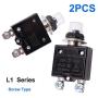 mxuteuk 2Pcs 20Amp Circuit Breakers Push Button Manual Reset 125/250V AC 50V DC, L1 Series Overload Protector Switch Thermal Circuit Breakers with Waterproof Button Caps L1-ls-20A