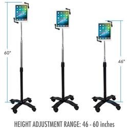 CTA Digital: Height-Adjustable Rotating Gooseneck Stand W/Attachable Locking Wheels for 7-13’’ Tablets/iPad 10.2-Inch (7th & 8th Gen.)/iPad Air 3/12.9-Inch iPad Pro/iPad Gen 6 & More